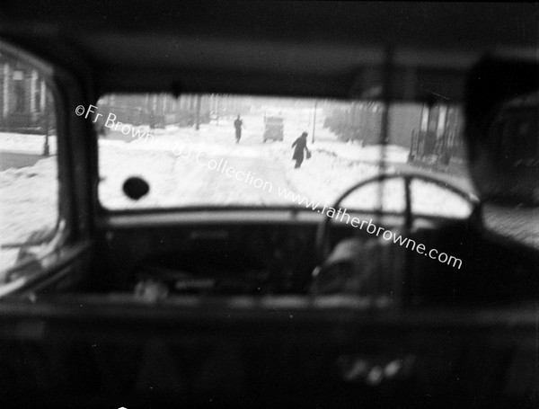 THROUGH WINDSCREEN SNOW IN DONEGALL STREET